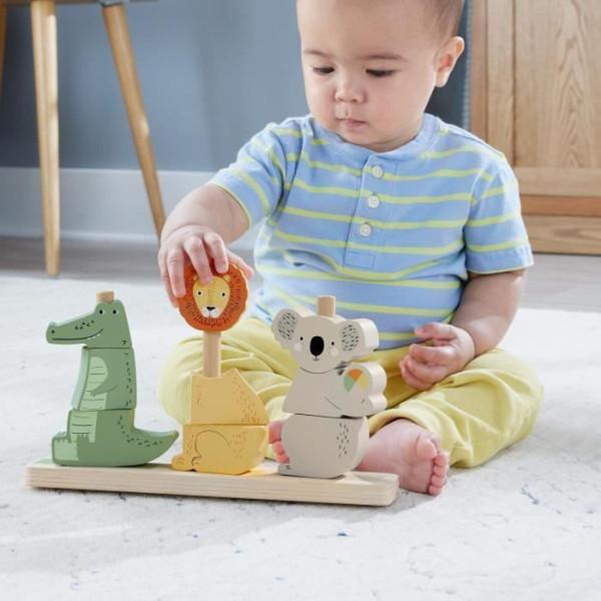 Voir la diapositive 4 : FISHER PRICE Fisher-price-animaux en bois a empiler et trier, 10 pieces hxv04