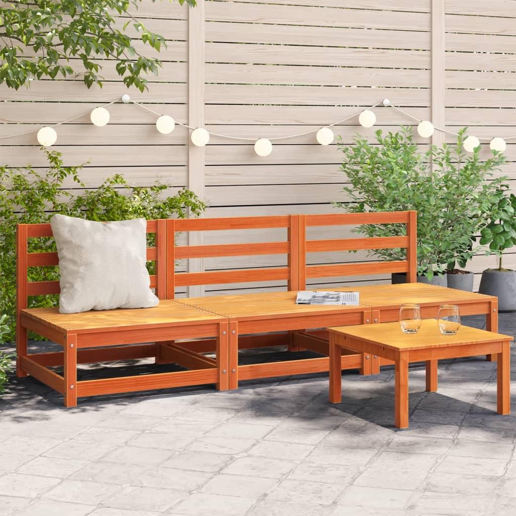 VIDAXL Canapes de jardin cire marron 2 pcs bois de pin massif