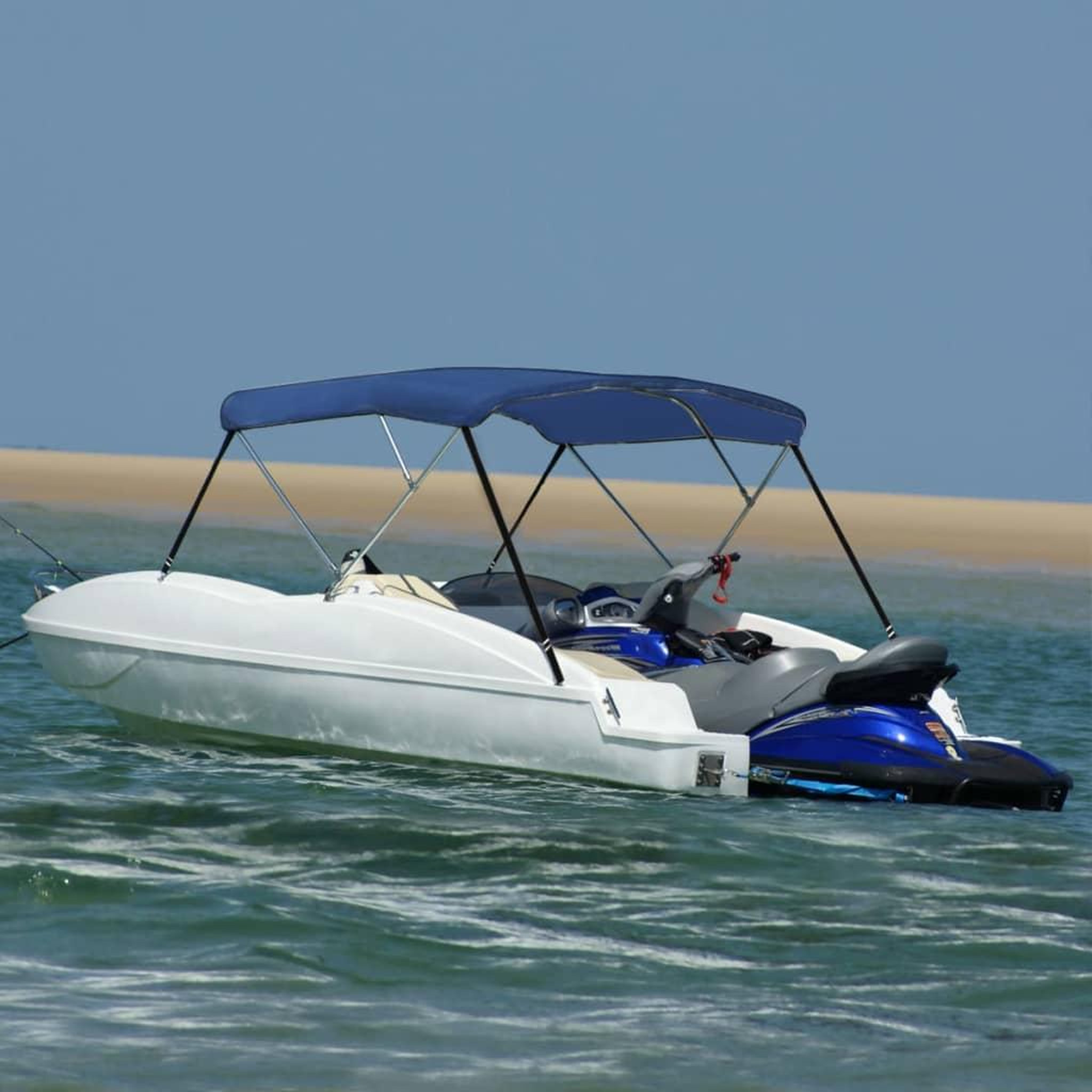 Voir la diapositive 2 : VIDAXL Auvent bimini a 3 arceaux Bleu 183x140x137 cm