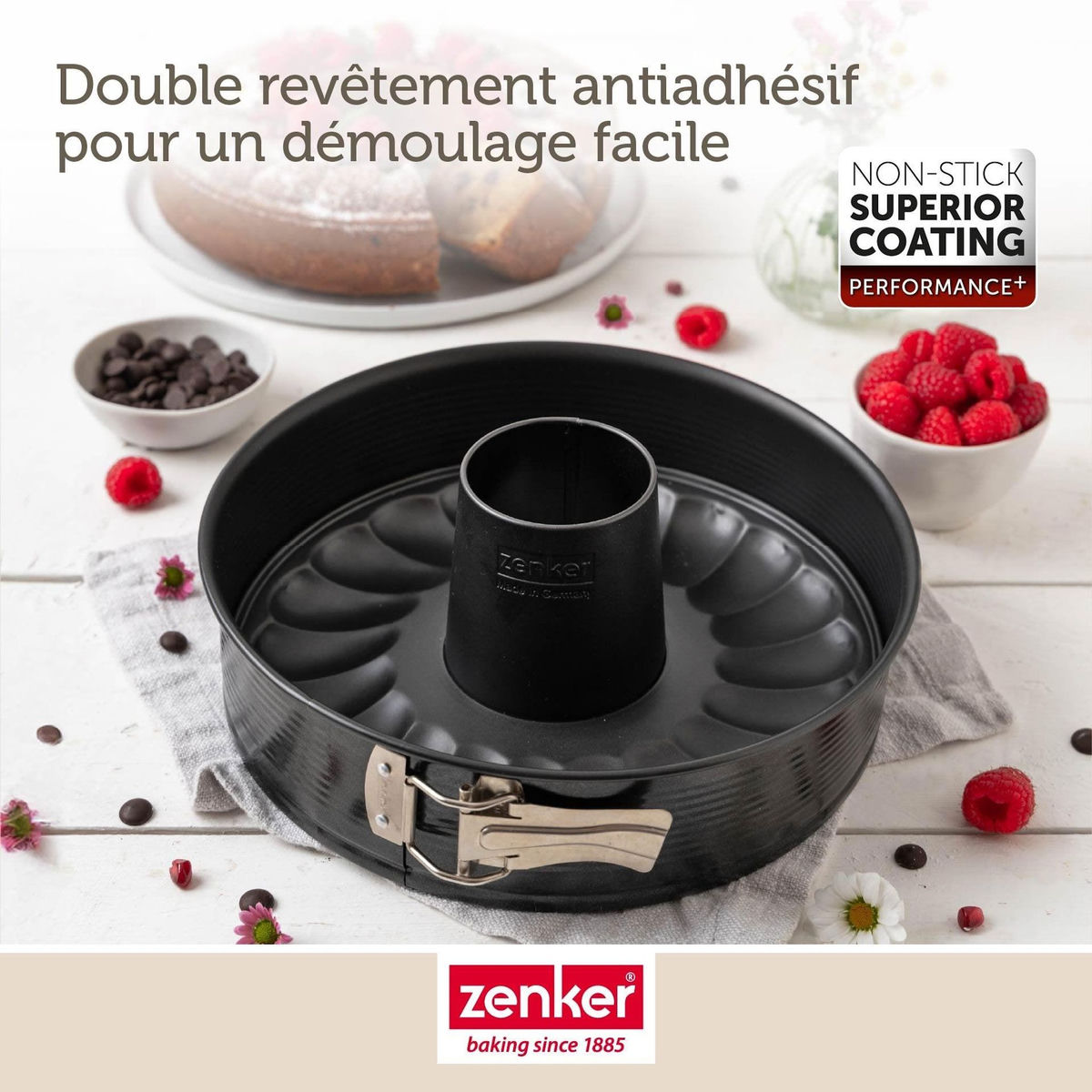 ZENKER Moule à manqué et à savarin double fond 24 cm Zenker PerfectBack+