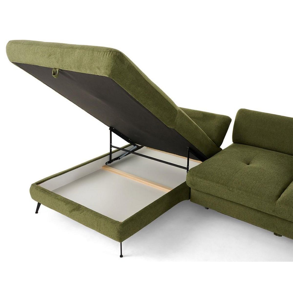 LISA DESIGN Ninon - canapé d'angle gauche 4 places convertible avec coffre en tissu texturé