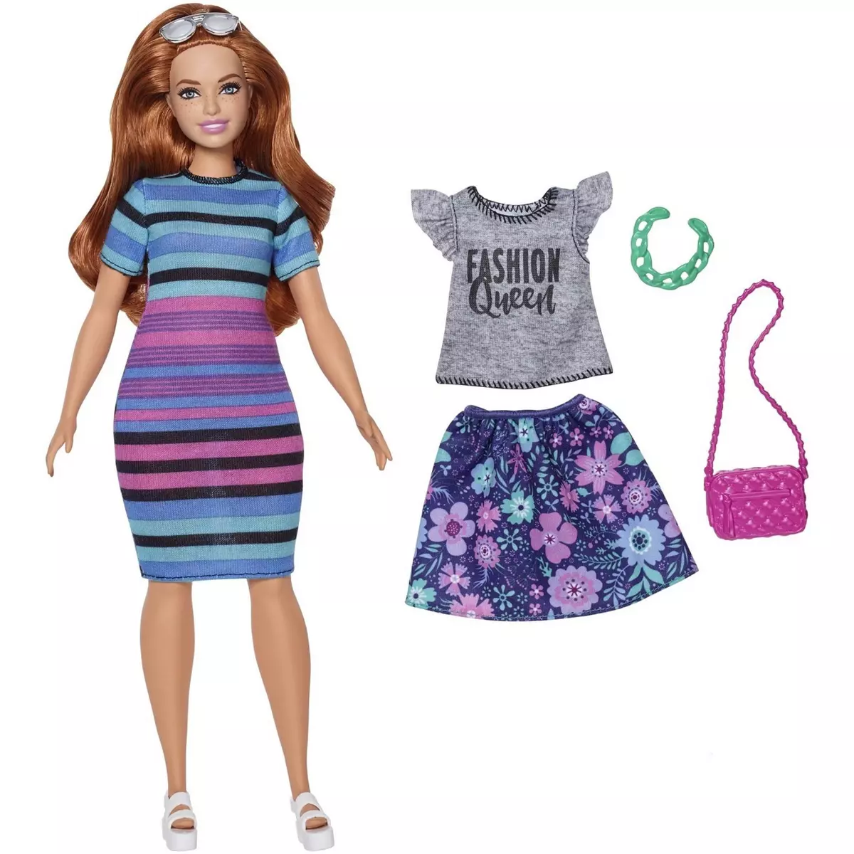 BARBIE Fashionistas et Tenues robe rayures + jupe - Barbie 