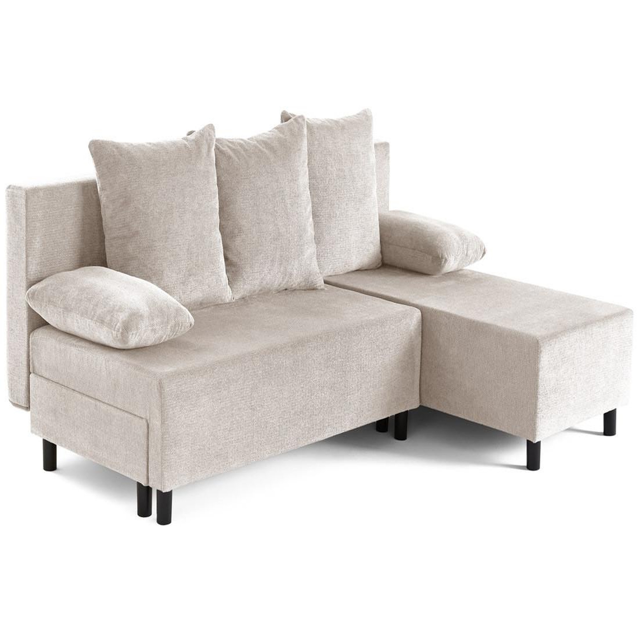 Voir la diapositive 2 : BEST MOBILIER Gloria - canapé d'angle réversible 4 places convertible avec coffre en tissu texturé