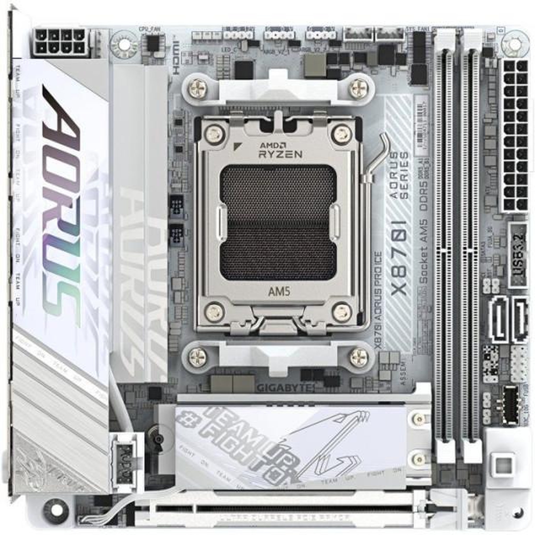 Voir la diapositive 4 : Gigabyte Carte mere - GIGABYTE - X870I AORUS PRO ICE - Format Mini-ITX - Chipset AMD X870 - DDR5 & PCIe 5.0 - WiFi 7
