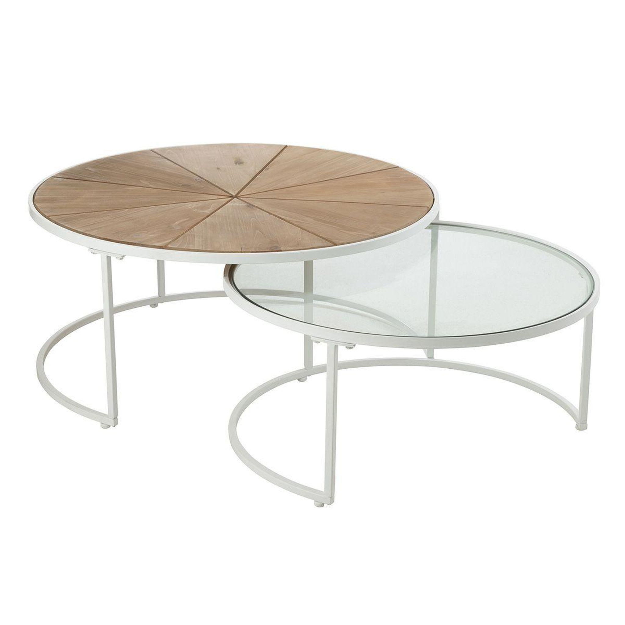 J-LINE Lot de 2 tables basses design  lounge  91cm blanc
