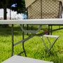 Voir la diapositive 6 : OUTSUNNY Table pliante de camping jardin dim. 180 x 74 x 74 cm avec poignée métal époxy gris HDPE blanc