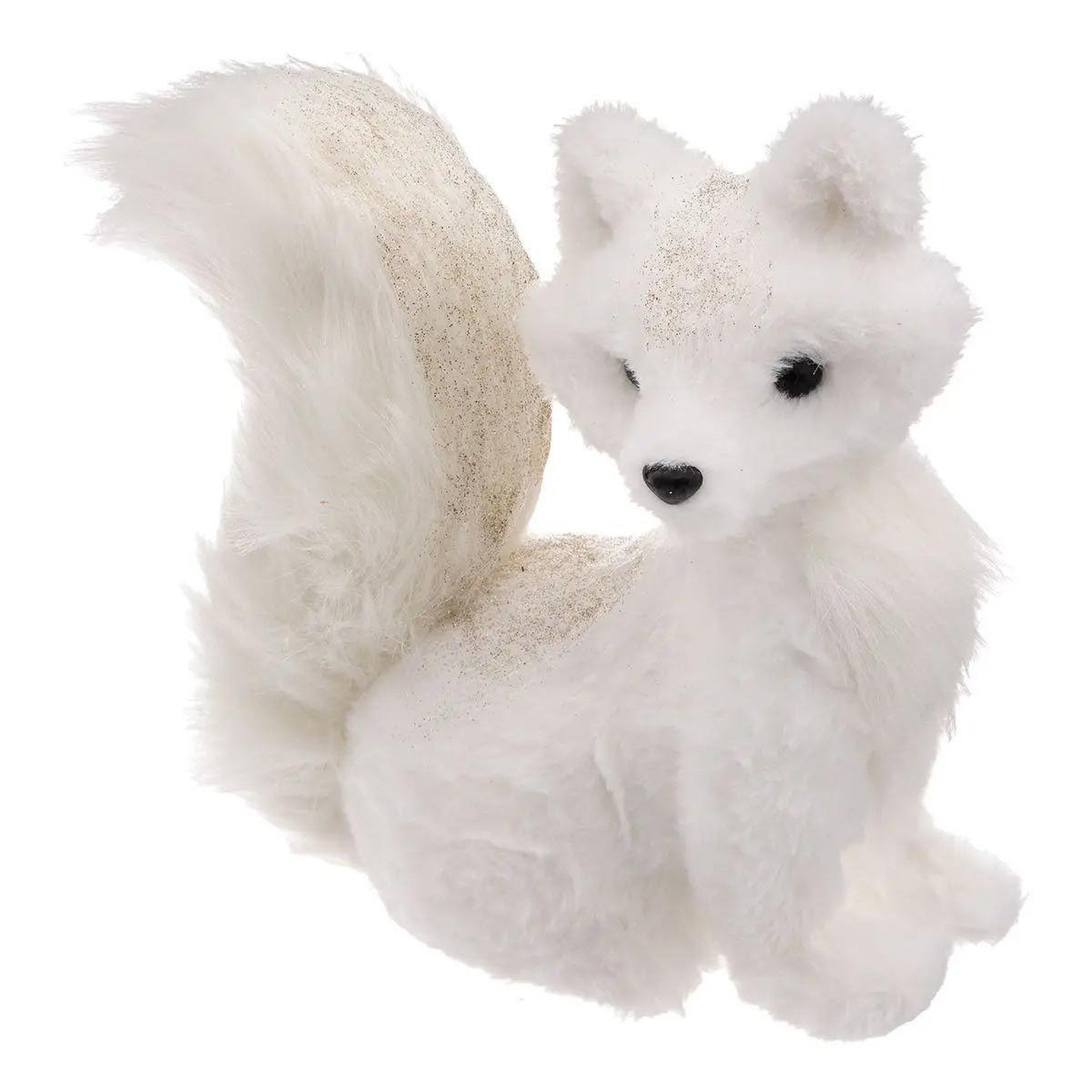 ATMOSPHERA Renard déco à paillettes  souffle polaire  26cm blanc