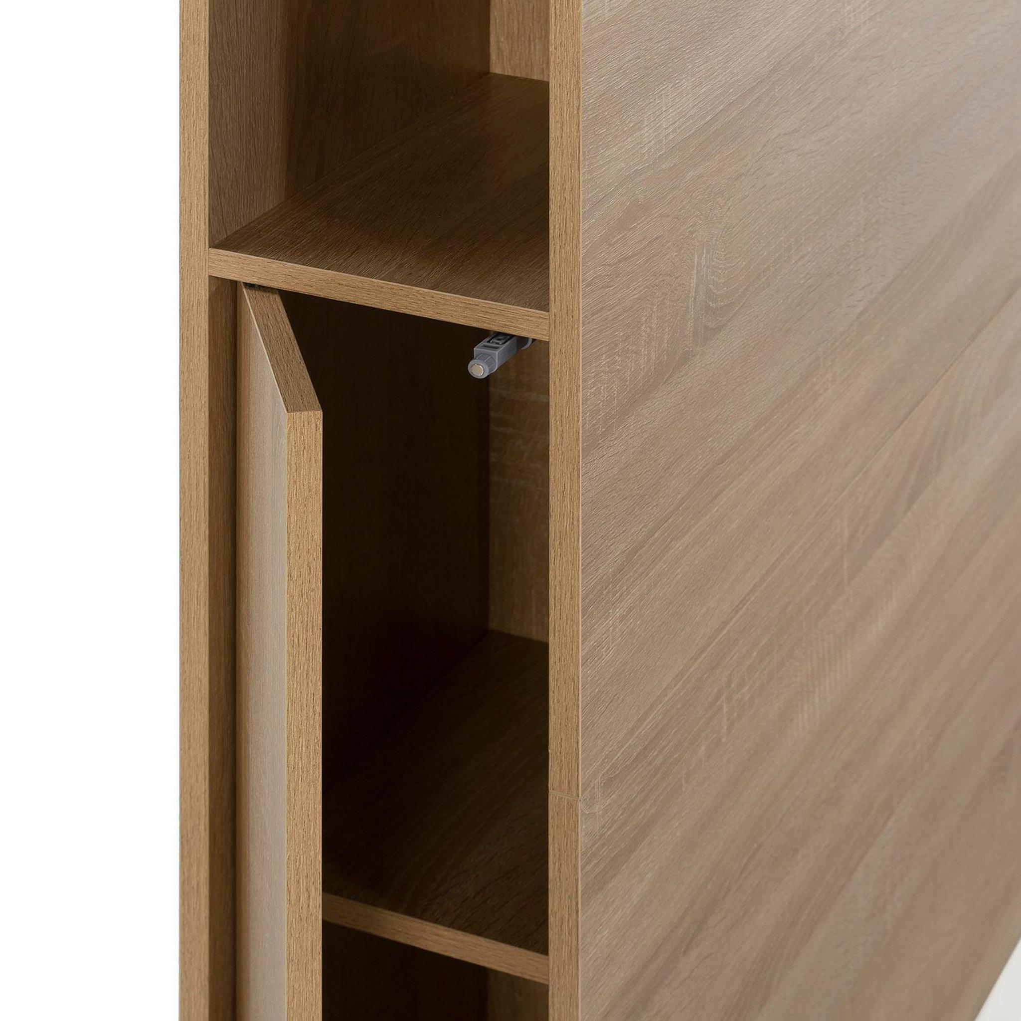Voir la diapositive 5 : VS VENTA-STOCK Tête de lit Zeus 145 cm avec rangements chêne, 2 portes 9 trous