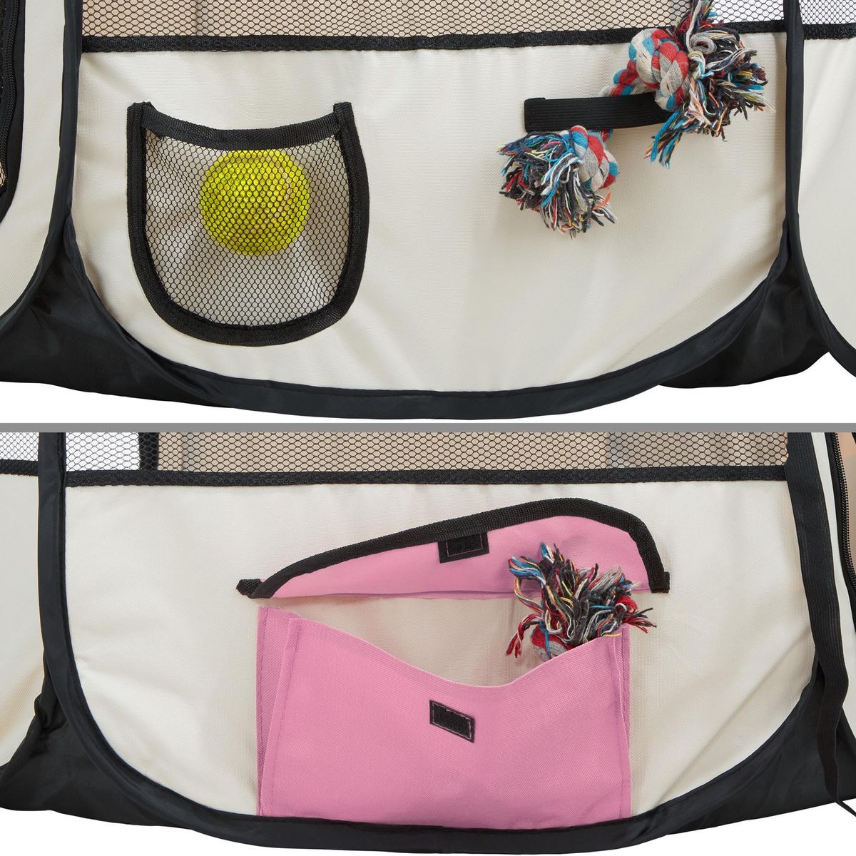 tectake Enclos pour chiots / chien modulable Pliable, pour une utilisation intérieure et extérieure rose
