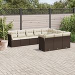 VIDAXL Salon de jardin 10 pcs avec coussins marron resine tressee