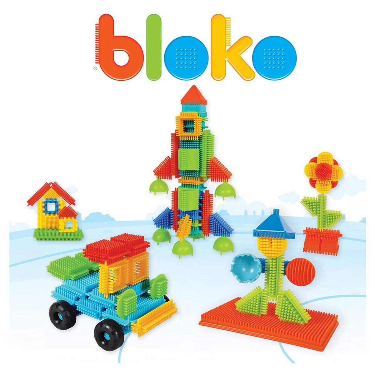 MBI Boite de 150 Bloko + 2 figurines famille 3D et 2 plaques