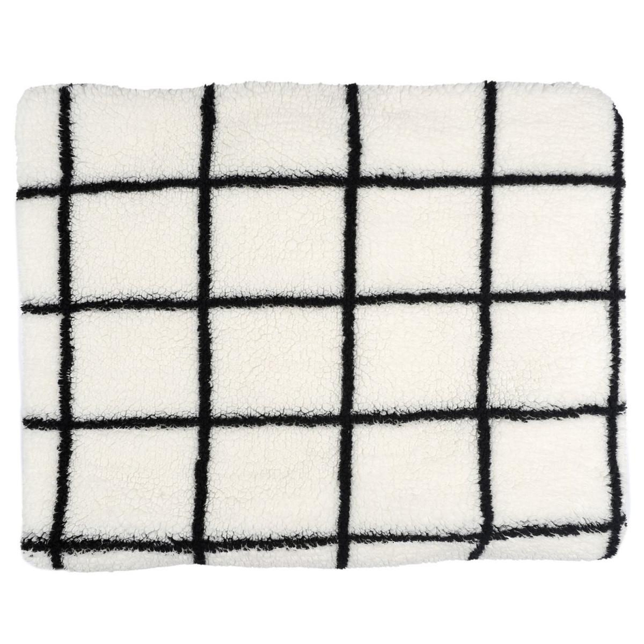 Voir la diapositive 2 : The Home Deco Factory Plaid sherpa à carreaux  crush  130x160cm blanc