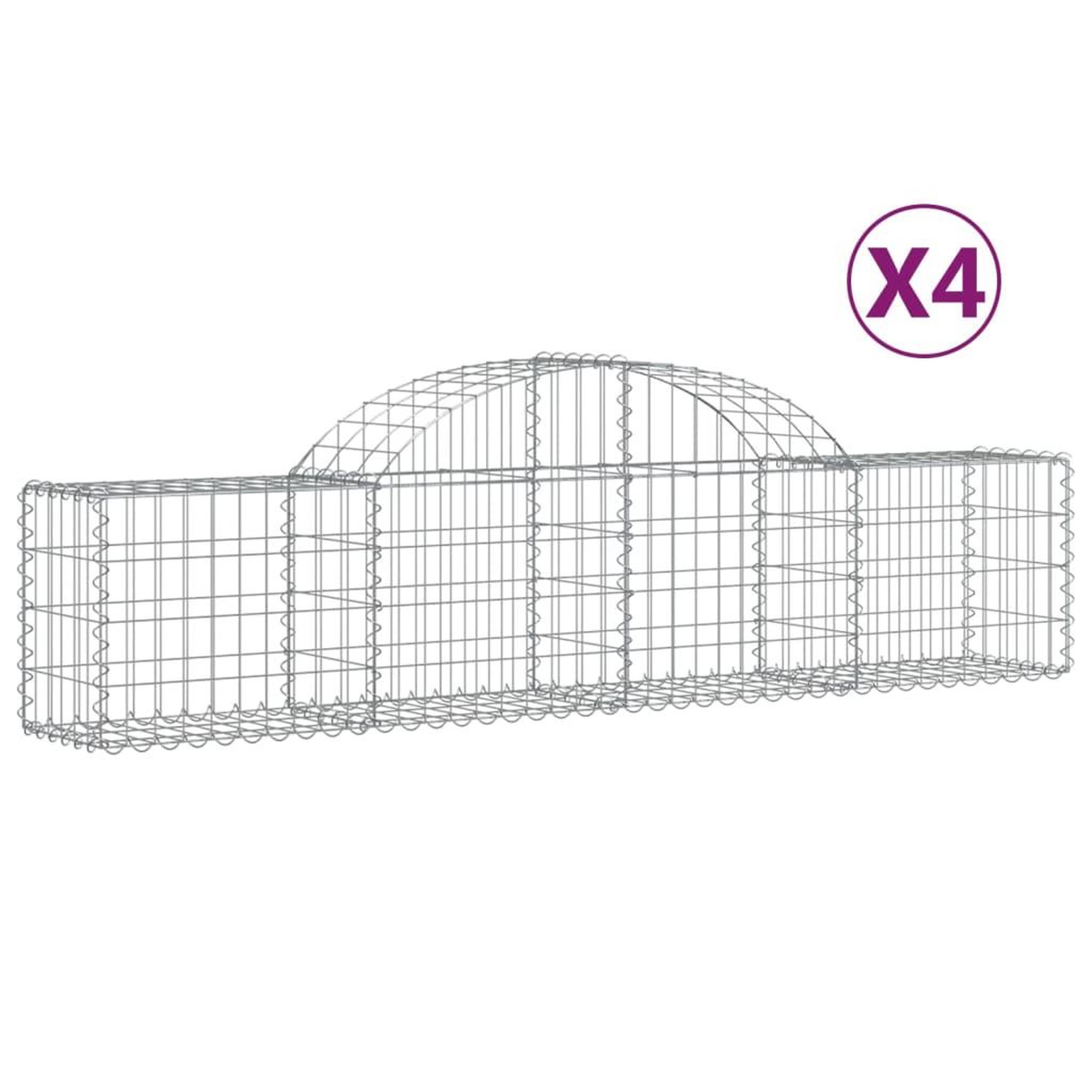 Voir la diapositive 2 : VIDAXL Paniers a gabions arques 4 pcs 200x30x40/60 cm Fer galvanise