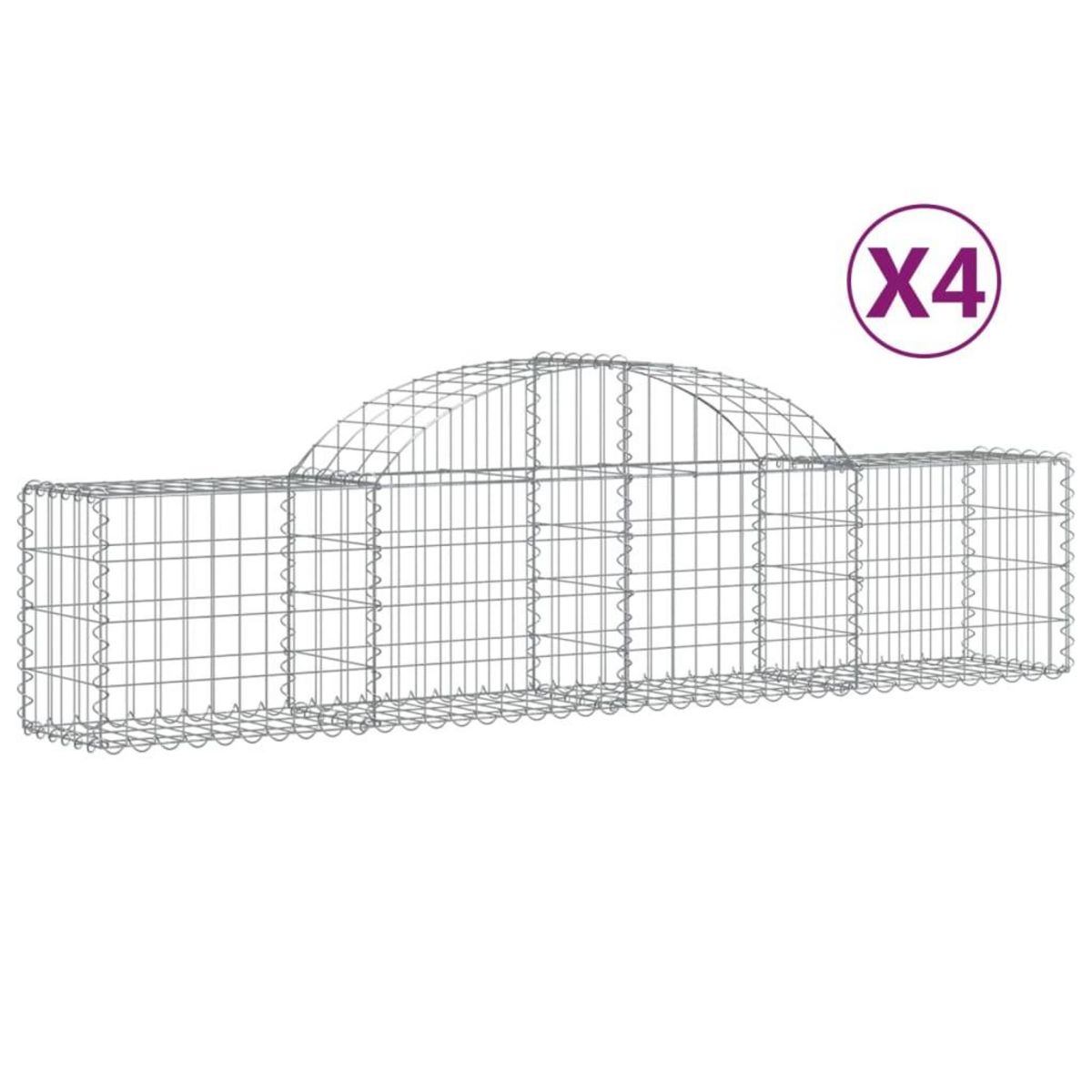 VIDAXL Paniers a gabions arques 4 pcs 200x30x40/60 cm Fer galvanise