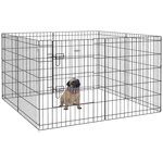 PAWHUT Parc enclos acier pour chien animaux 1 porte 8 panneaux 76L x 61l cm noir