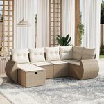 VIDAXL Salon de jardin avec coussins 6 pcs beige resine tressee
