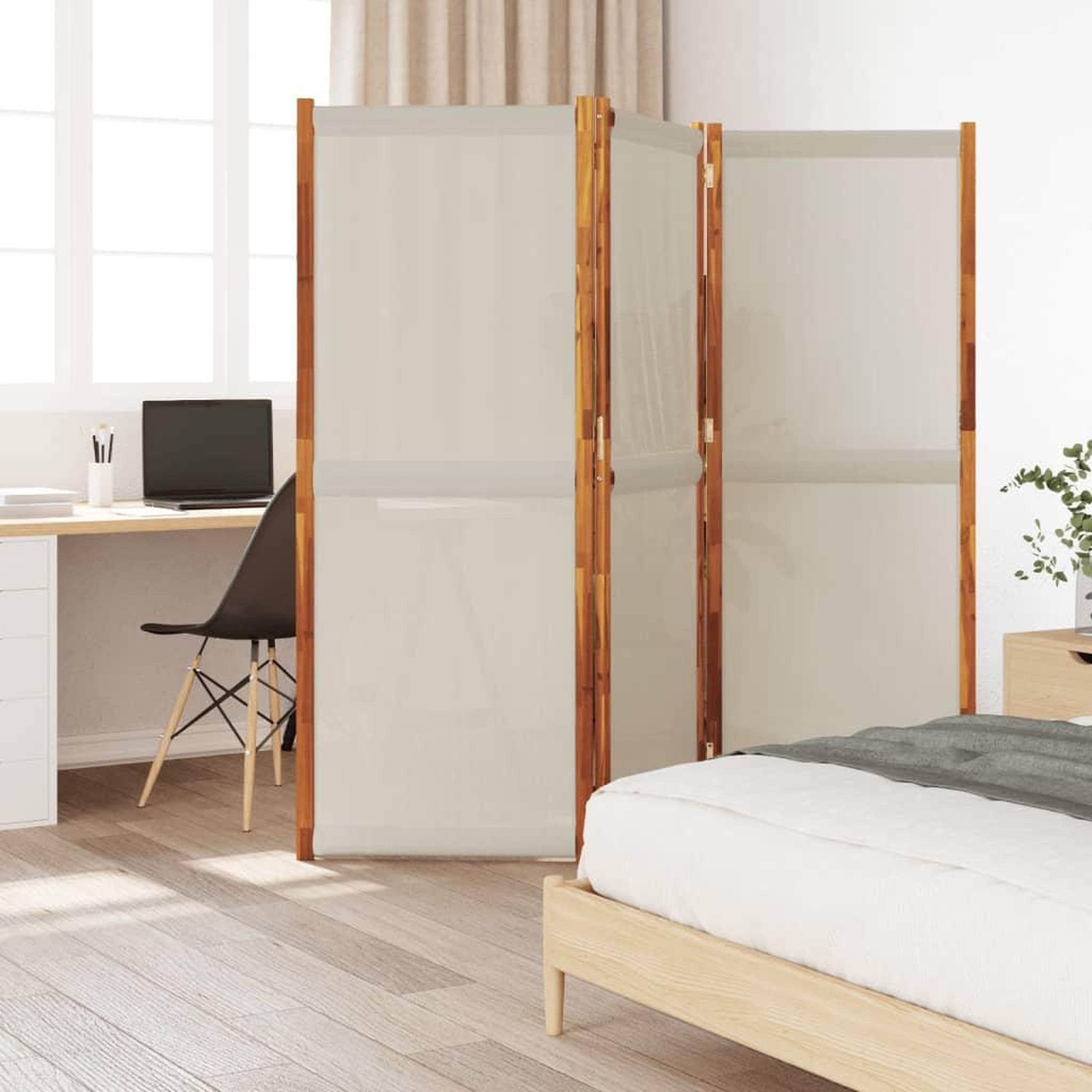 VIDAXL Cloison de separation 3 panneaux gris clair 210x180 cm