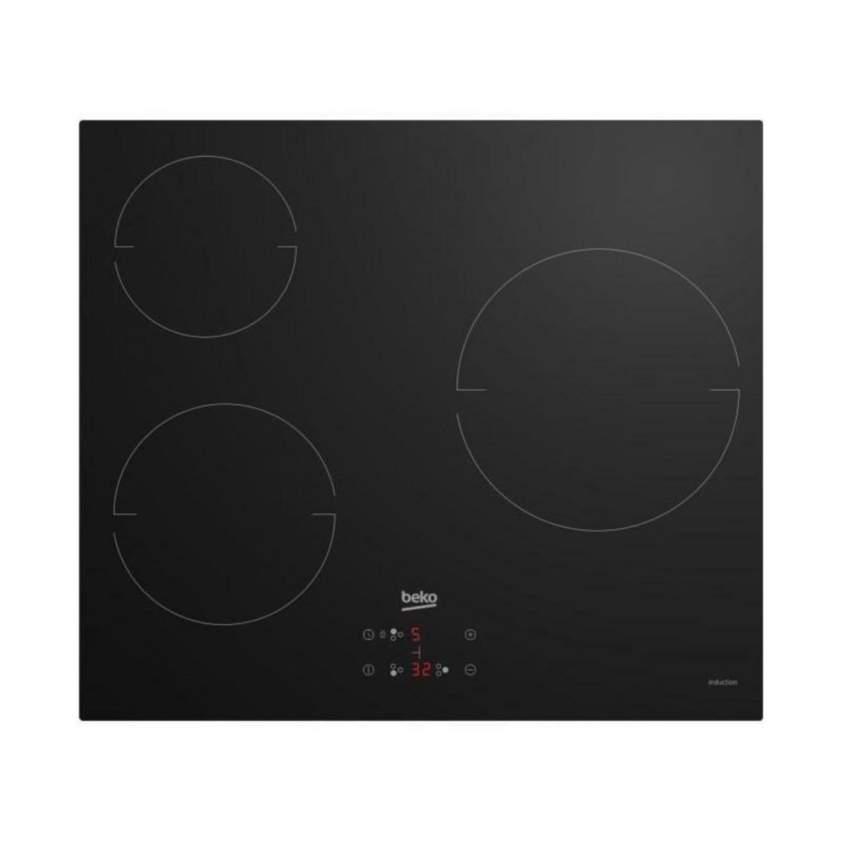 Beko Table de cuisson vitrocéramique - BEKO - 3 foyers - 60 cm - HIC63400