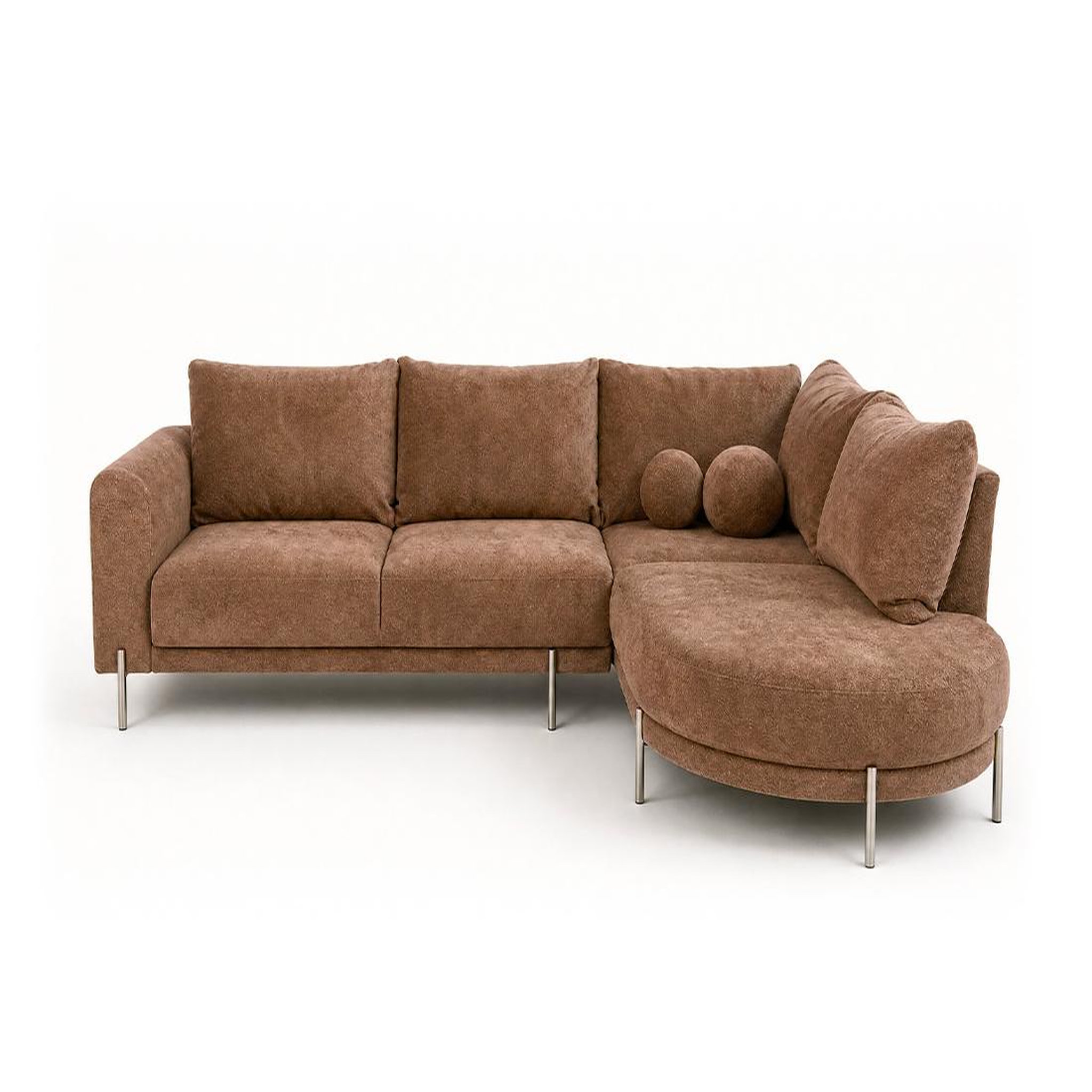 Voir la diapositive 1 : BEST MOBILIER Gabin - canapé d'angle droit 5 places en velours texturé