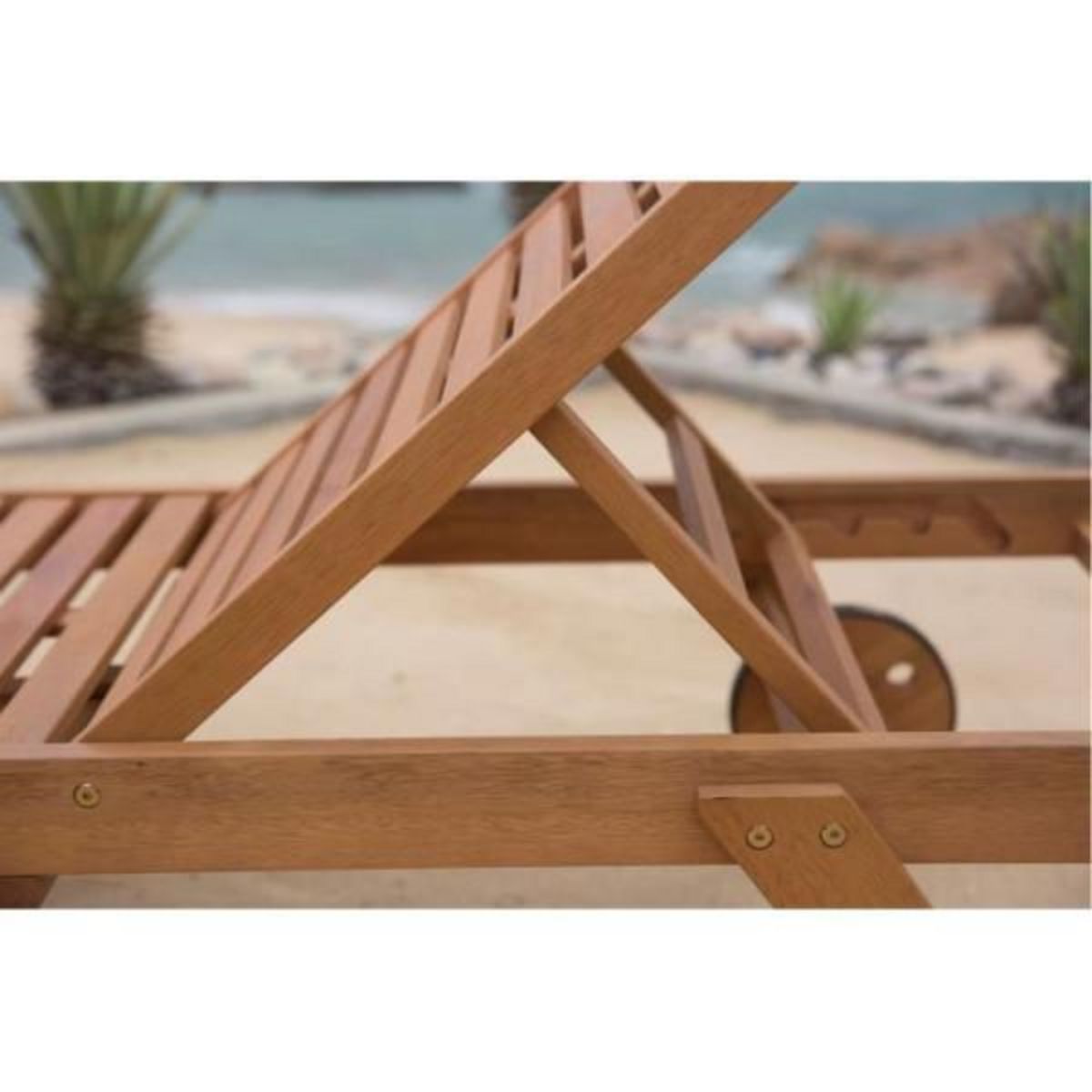 MARKET24 Transat Bain de soleil jardin en eucalyptus FSC - 1 personne - RAUHA - Marron