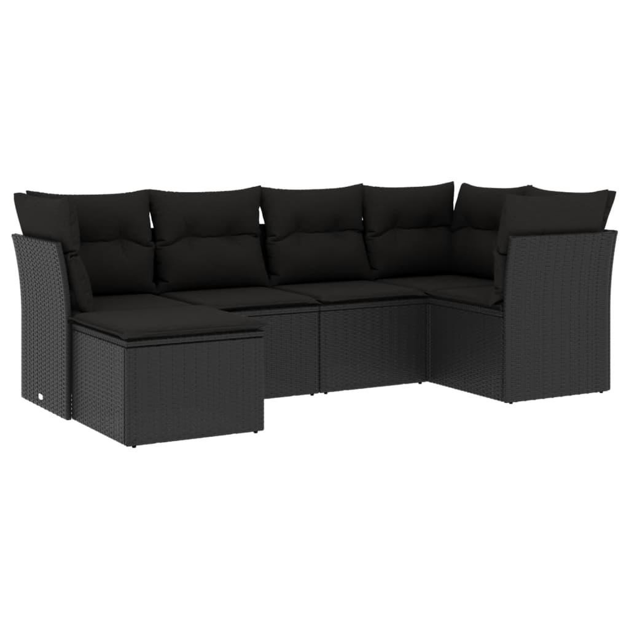 Voir la diapositive 2 : VIDAXL Salon de jardin 6 pcs avec coussins noir resine tressee