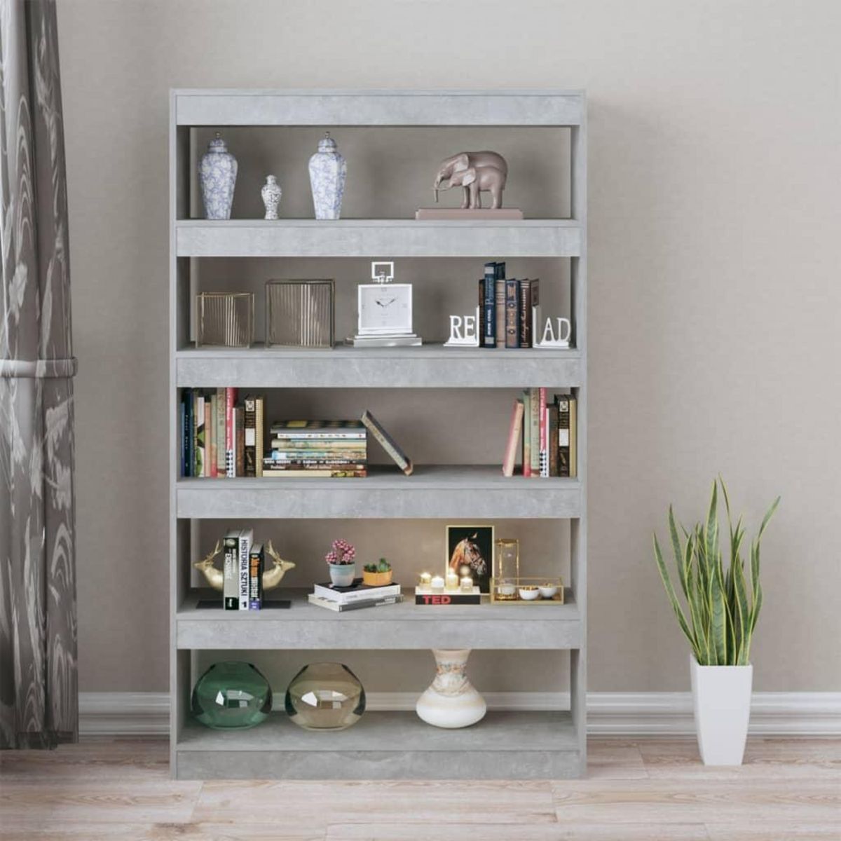 VIDAXL Bibliotheque/Separateur de piece Gris beton 100x30x166 cm