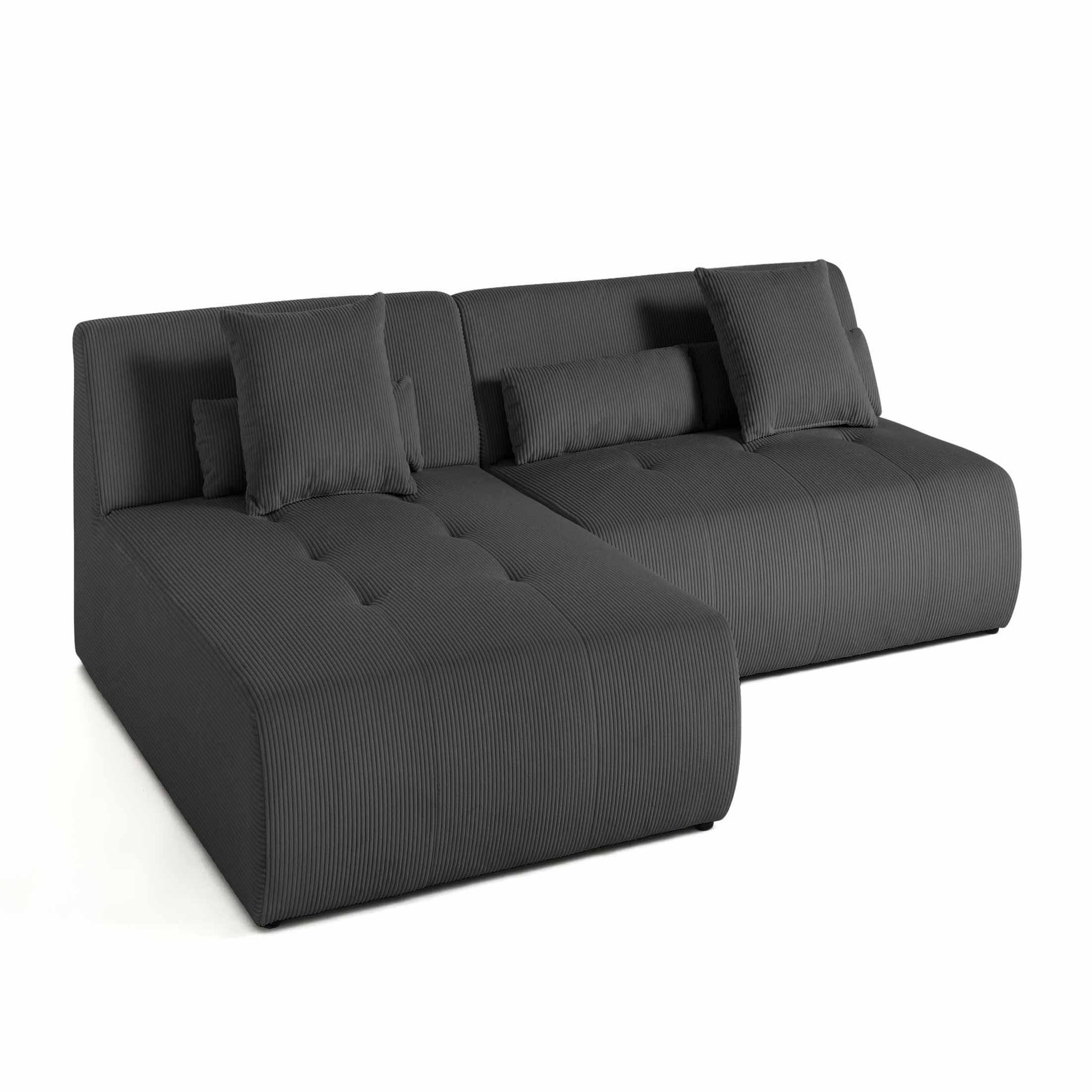 Voir la diapositive 5 : LISA DESIGN Onyx - canapé modulable d'angle réversible 4 places - en velours côtelé