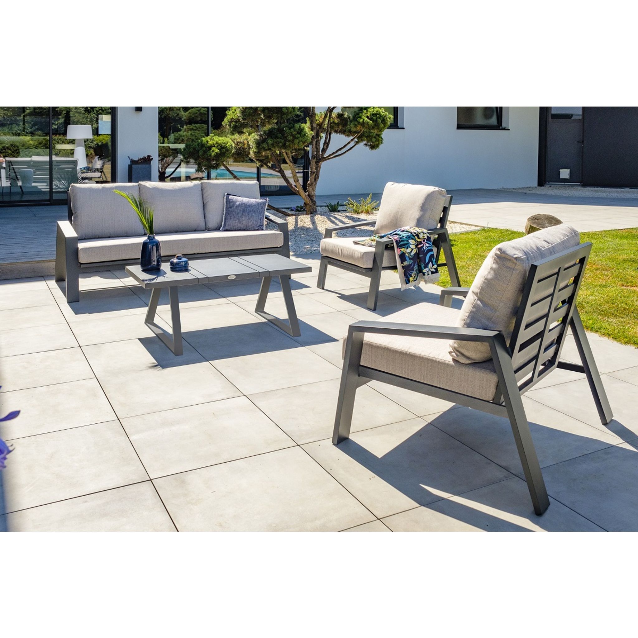 PARIS GARDEN Salon bas de jardin - 5 places - Aluminium - Anthracite - IBIZA