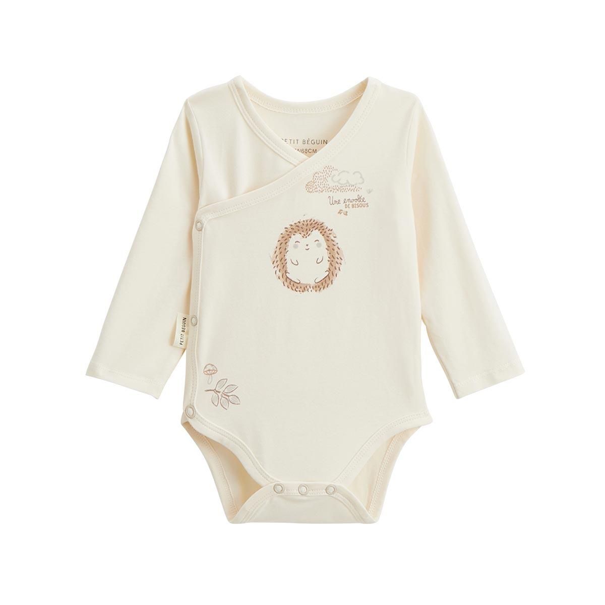 Petit Béguin Lot de 2 bodies bébé manches longues ouverture croisée Envolée de bisous