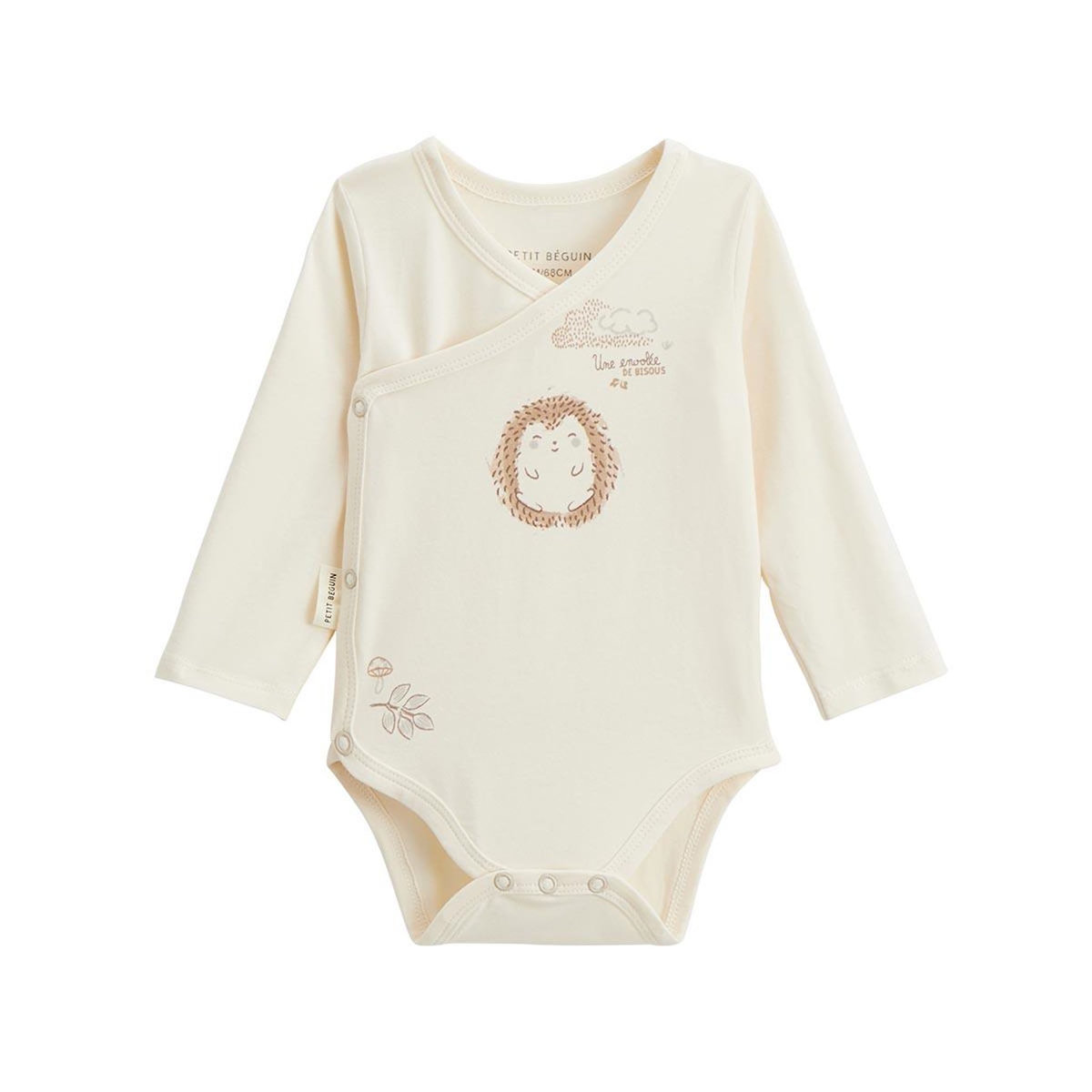 Petit Béguin Lot de 2 bodies bébé manches longues ouverture croisée Envolée de bisous