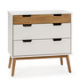 Voir la diapositive 1 : VS VENTA-STOCK Commode Baku 3 tiroirs couleur blanc/bois, 80 cm longueur