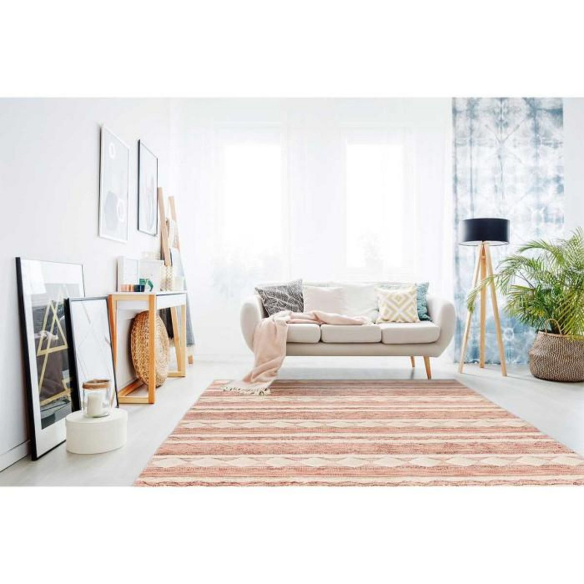 Paris Prix Tapis Bohème Fait à la Main  Bohist II  Rose & Crème