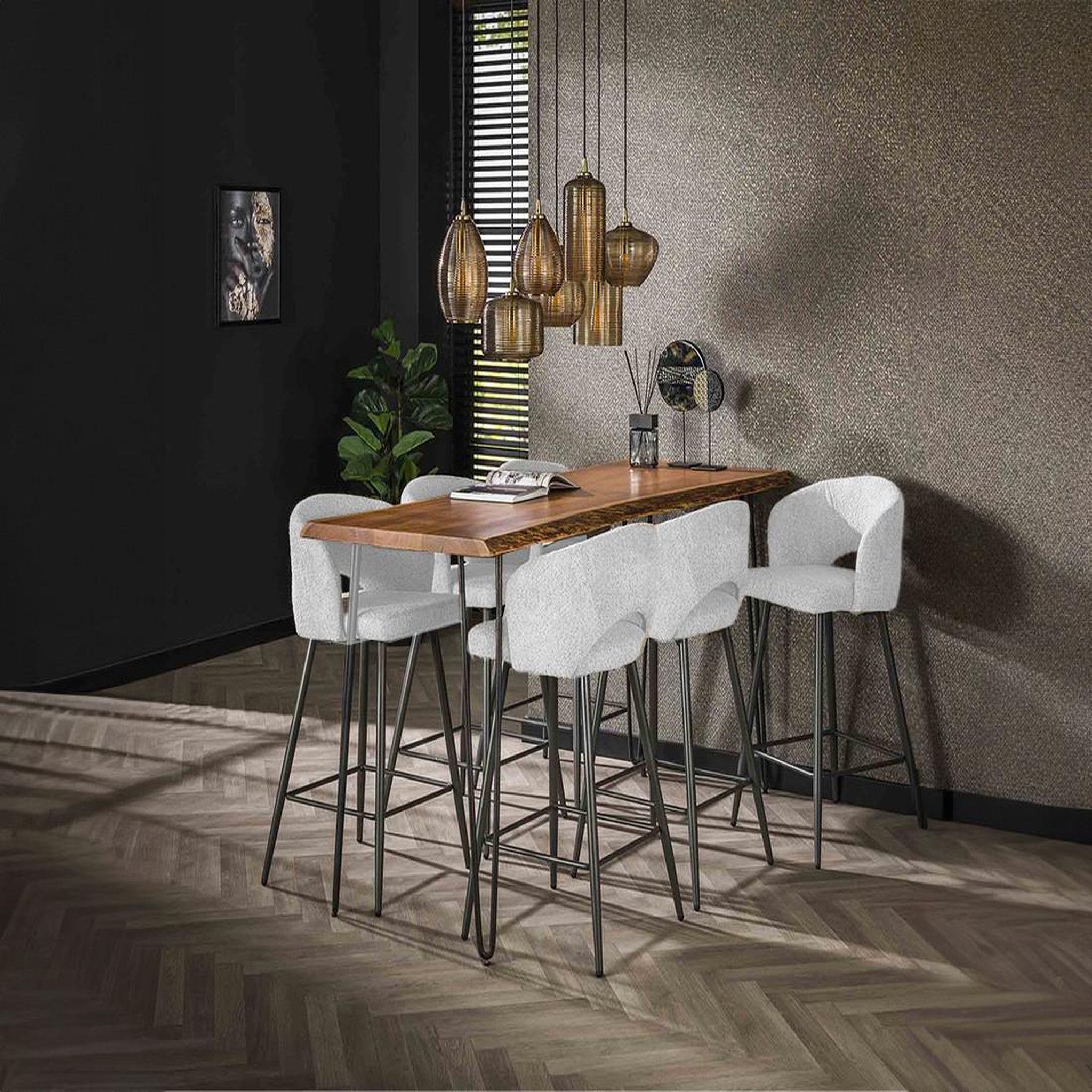 Voir la diapositive 4 : LISA DESIGN Pattaya - lot de 2 tabourets de bar - en tissu bouclette blanc