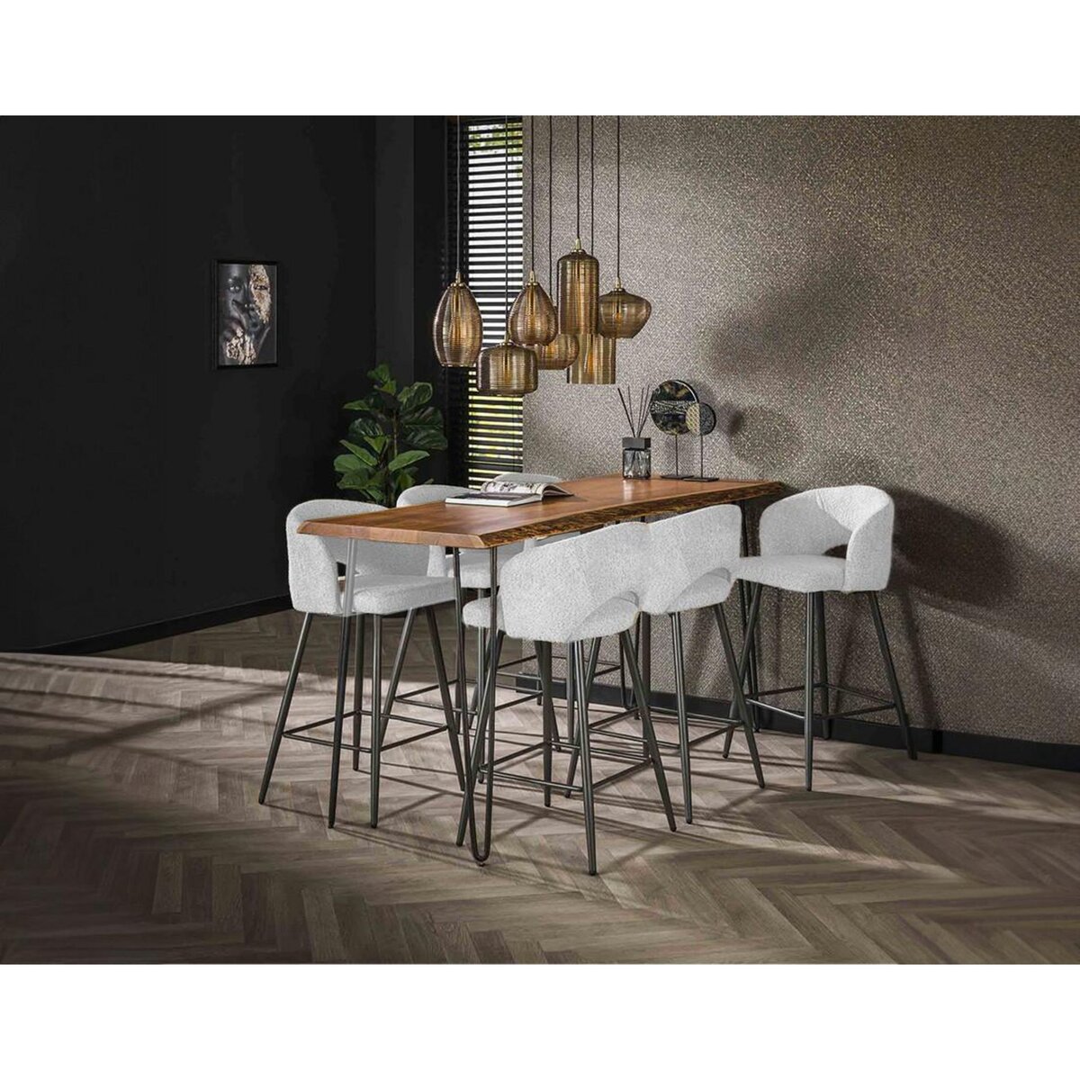 LISA DESIGN Pattaya - lot de 2 tabourets de bar - en tissu bouclette blanc