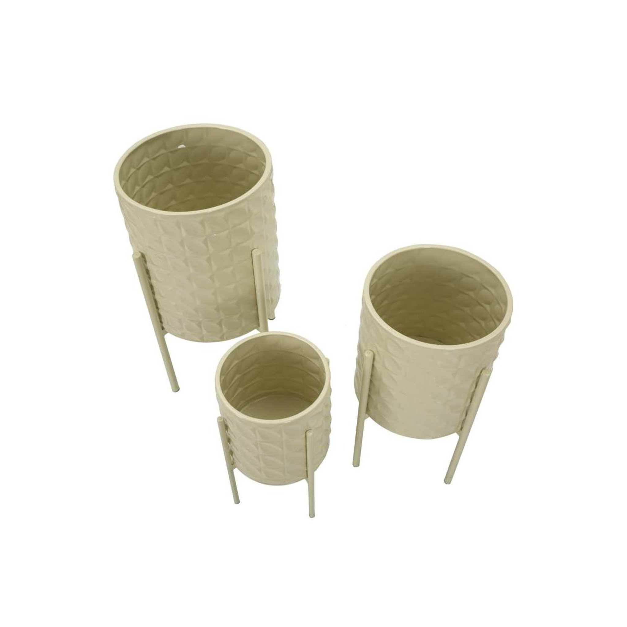 Voir la diapositive 4 : Paris Prix Lot de 3 cache-pots sur pied  betsy  56cm crème