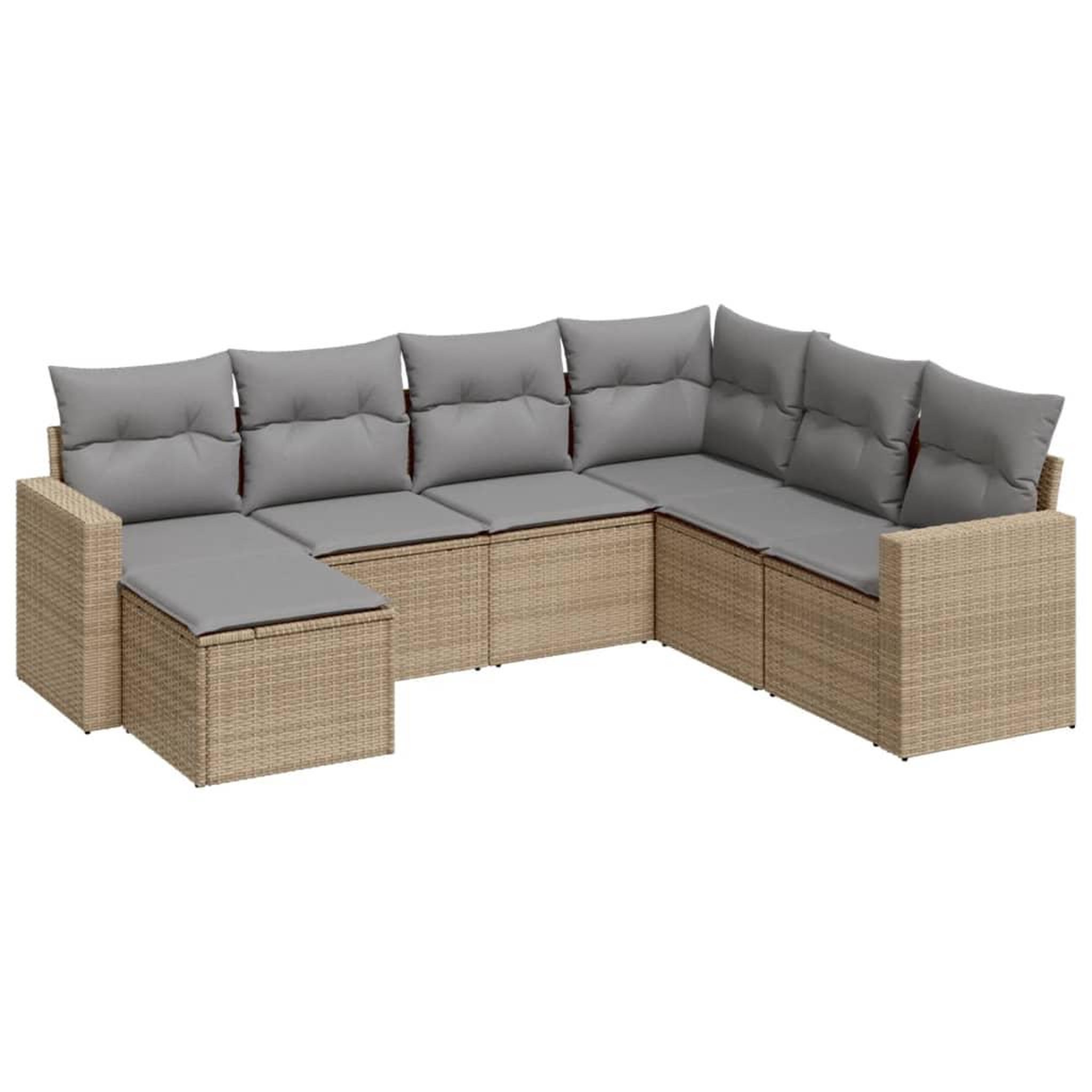 Voir la diapositive 2 : VIDAXL Salon de jardin avec coussins 7 pcs beige resine tressee