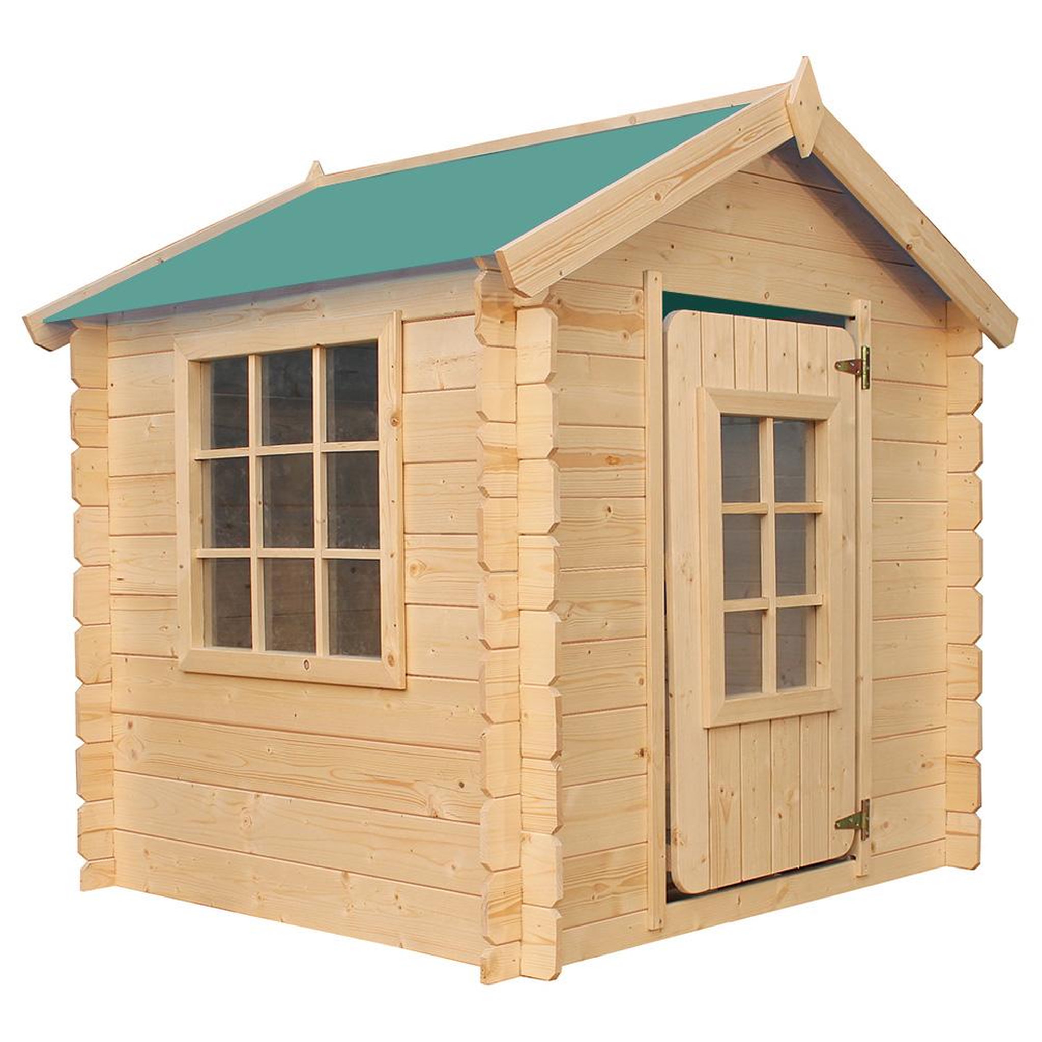Voir la diapositive 1 : TIMBELA Maison en bois pour enfants toit bleu maison de jeux pour l'extérieur 111x114x121cm/0.9 m2 m570m-1