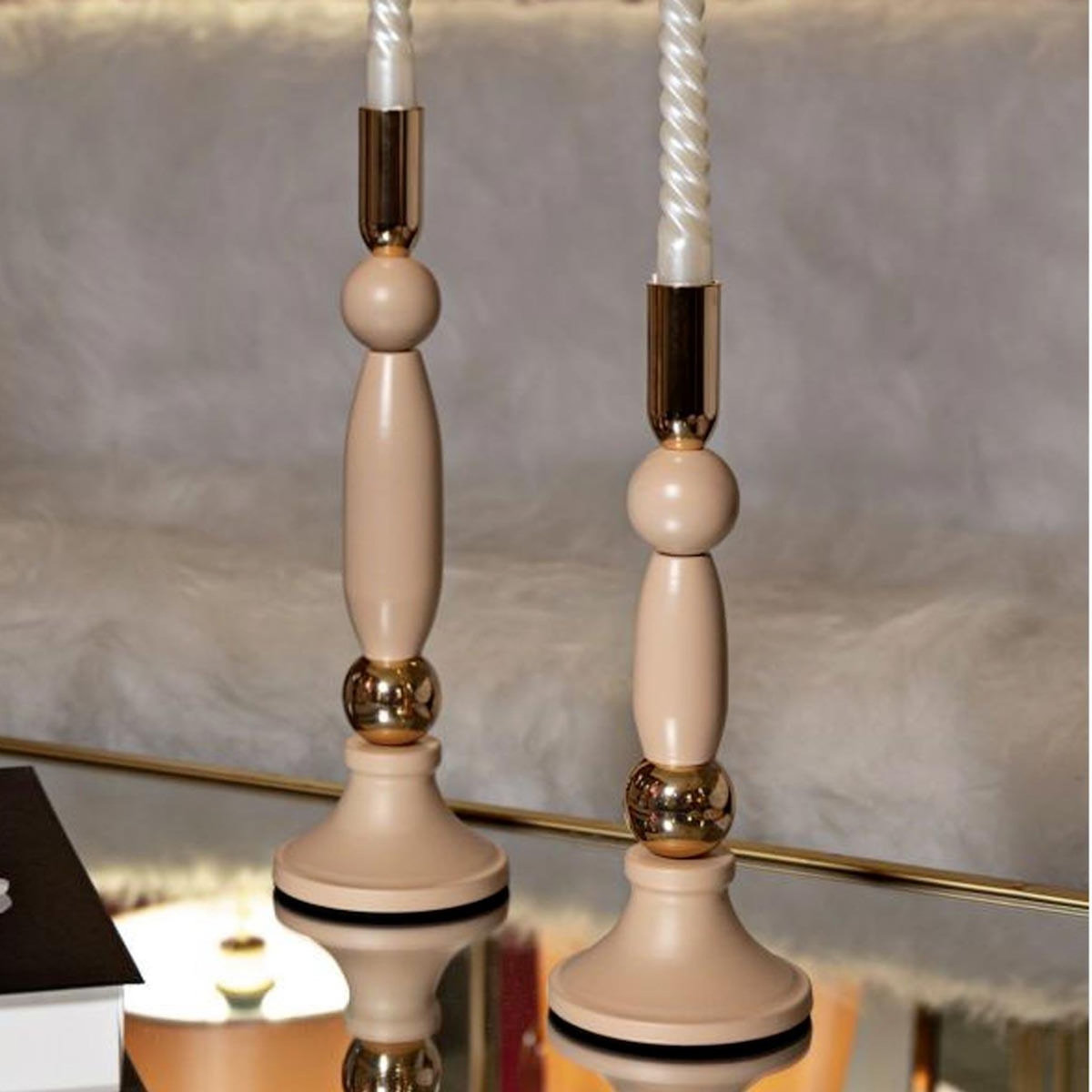 Paris Prix Lot de 2 Chandeliers  Strek  30cm Rose & Or