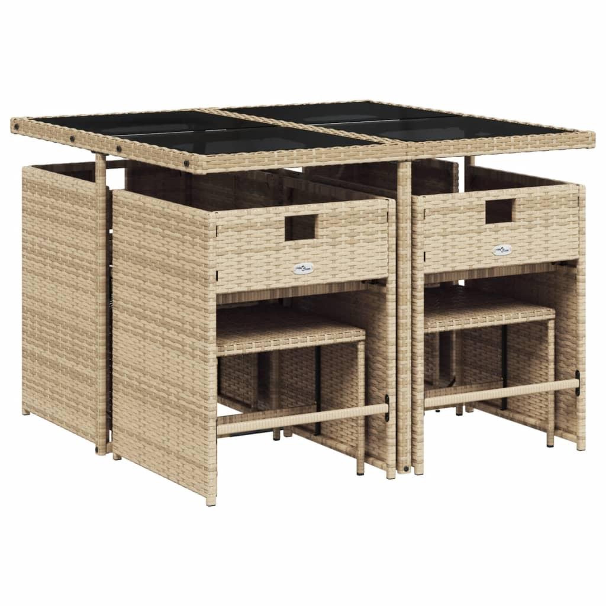 Voir la diapositive 3 : VIDAXL Ensemble a manger de jardin et coussins 9 pcs beige Poly rotin