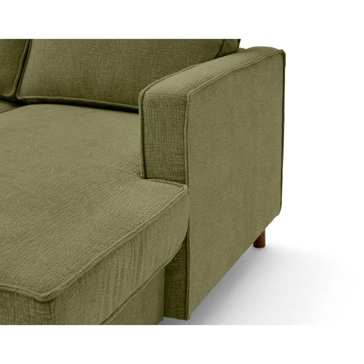 LISA DESIGN Jake - canapé panoramique d'angle gauche 7 places convertible avec coffre en tissu velours relief