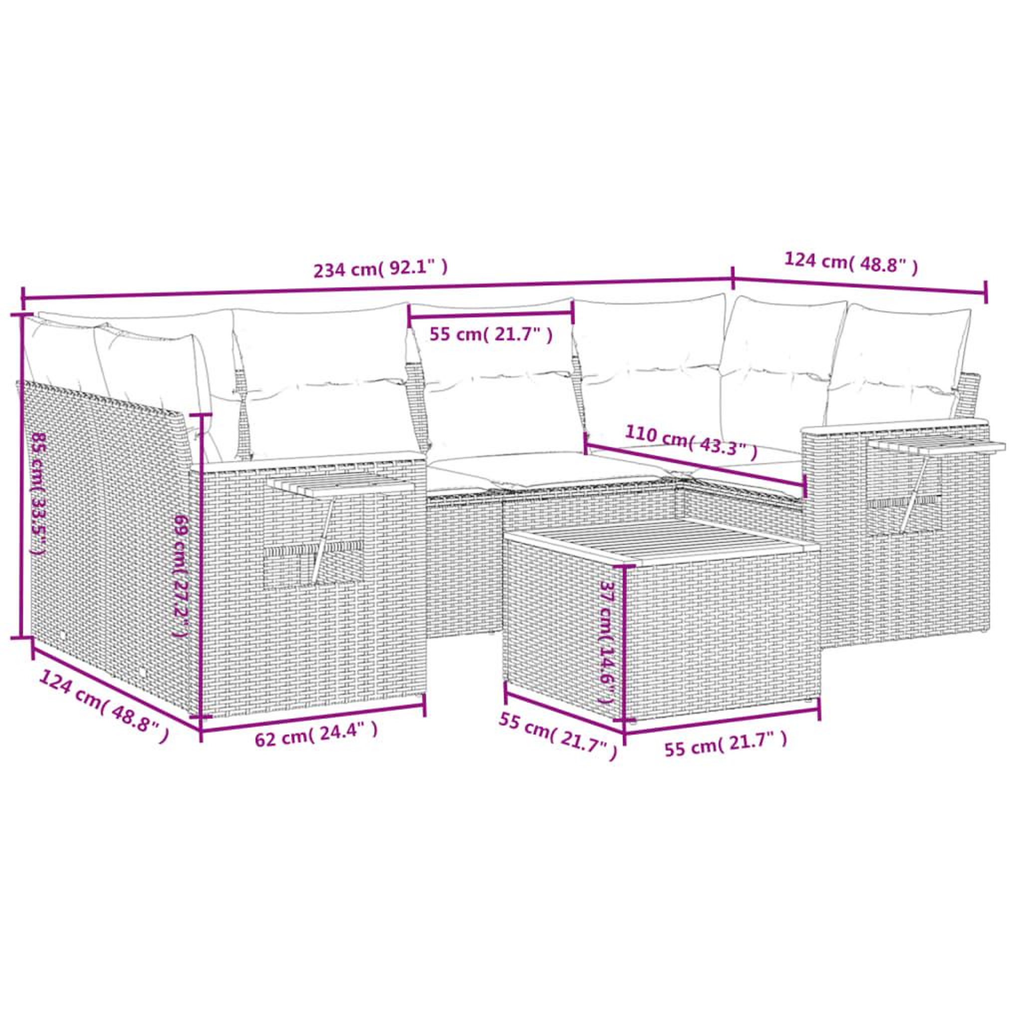 Voir la diapositive 4 : VIDAXL Salon de jardin avec coussins 7 pcs gris resine tressee