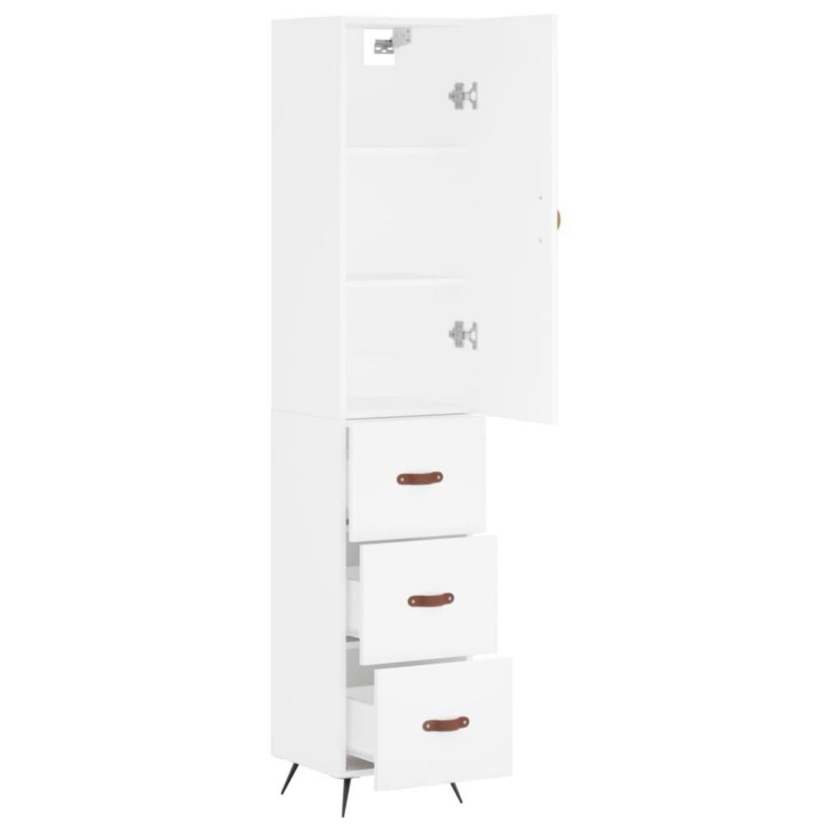 VIDAXL Buffet haut Blanc 34,5x34x180 cm Bois d'ingenierie