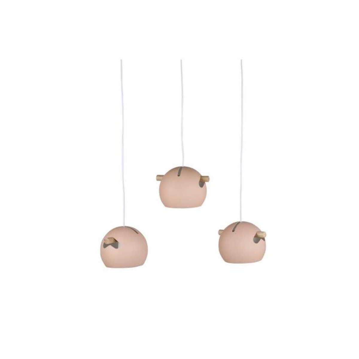 Paris Prix Lampe Suspension Design 3 Lampes  Tubbie  73cm Rose Poudré