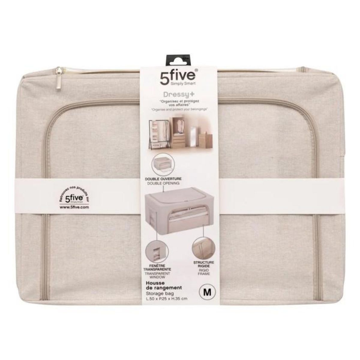 FIVE Housse de Rangement Double Ouverture  Dressy  50cm Beige