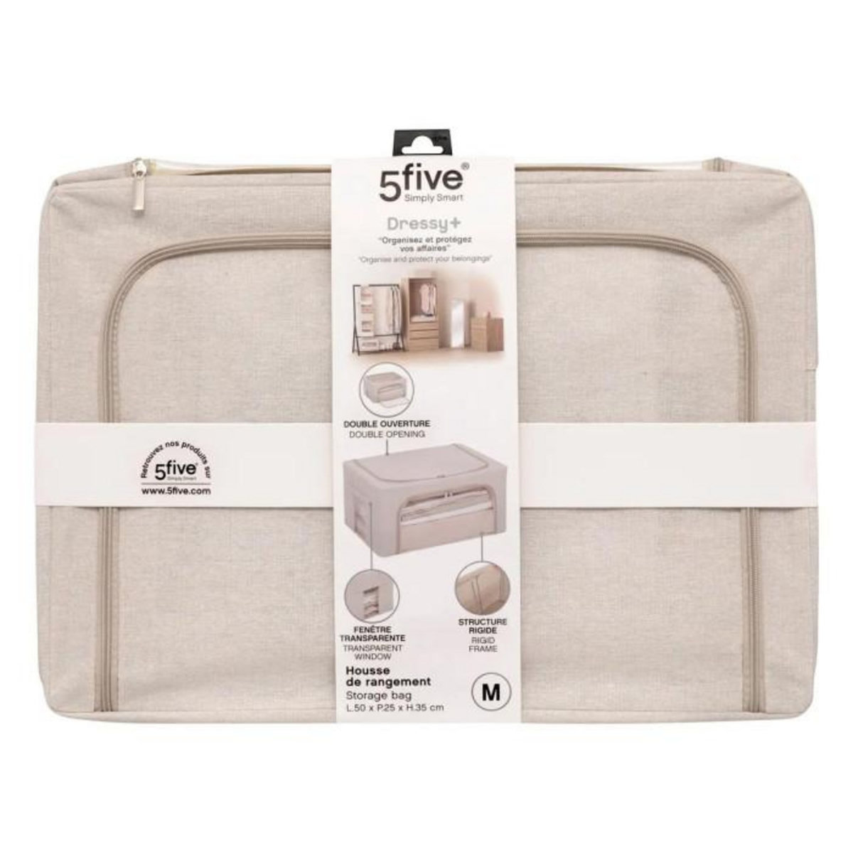 FIVE Housse de Rangement Double Ouverture  Dressy  50cm Beige