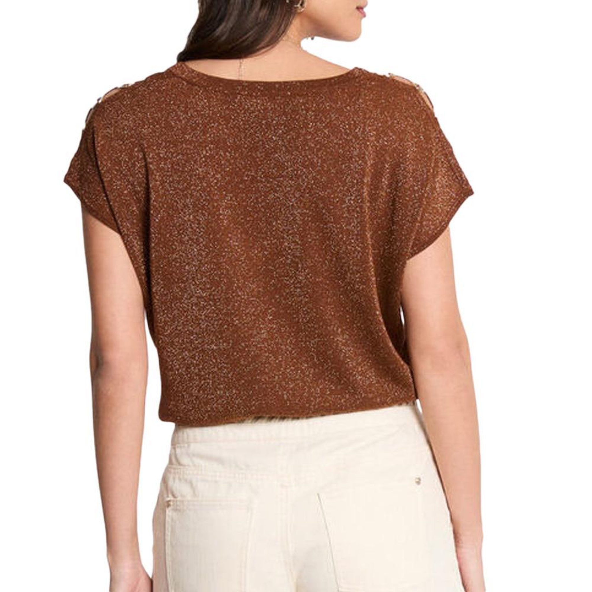Voir la diapositive 2 : MORGAN T-Shirt Marron/Doré Femme Morgan MRING
