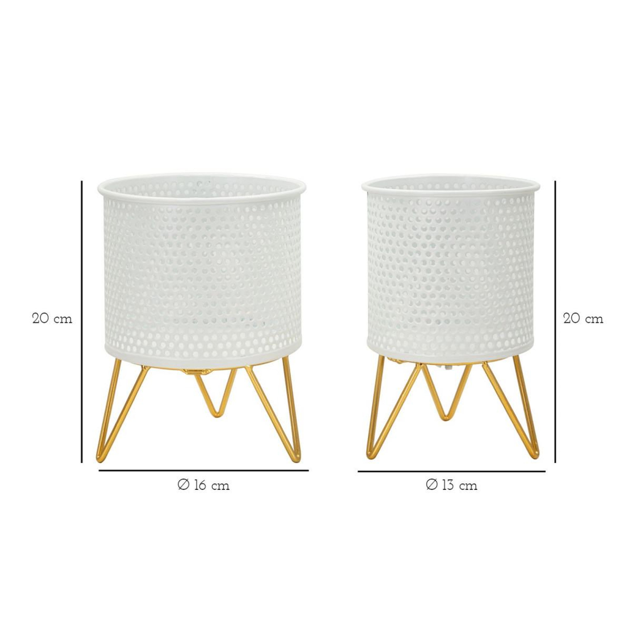 Voir la diapositive 6 : Paris Prix Lot de 2 cache-pots design  gaspy  20cm blanc & or