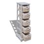 Voir la diapositive 3 : VIDAXL Etagere de rangement en bois 5 paniers en tissage Blanc