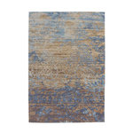 Paris Prix Tapis Jacquard à Poils Courts  Blaze  Bleu & Beige. Coloris disponibles : Bleu
