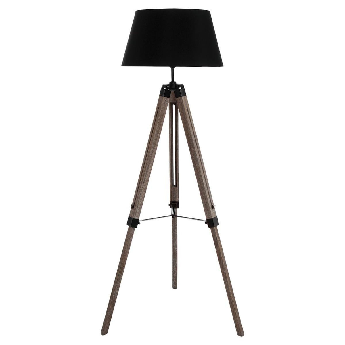 ATMOSPHERA Lampadaire Trépied Bois  Runo  145cm Noir